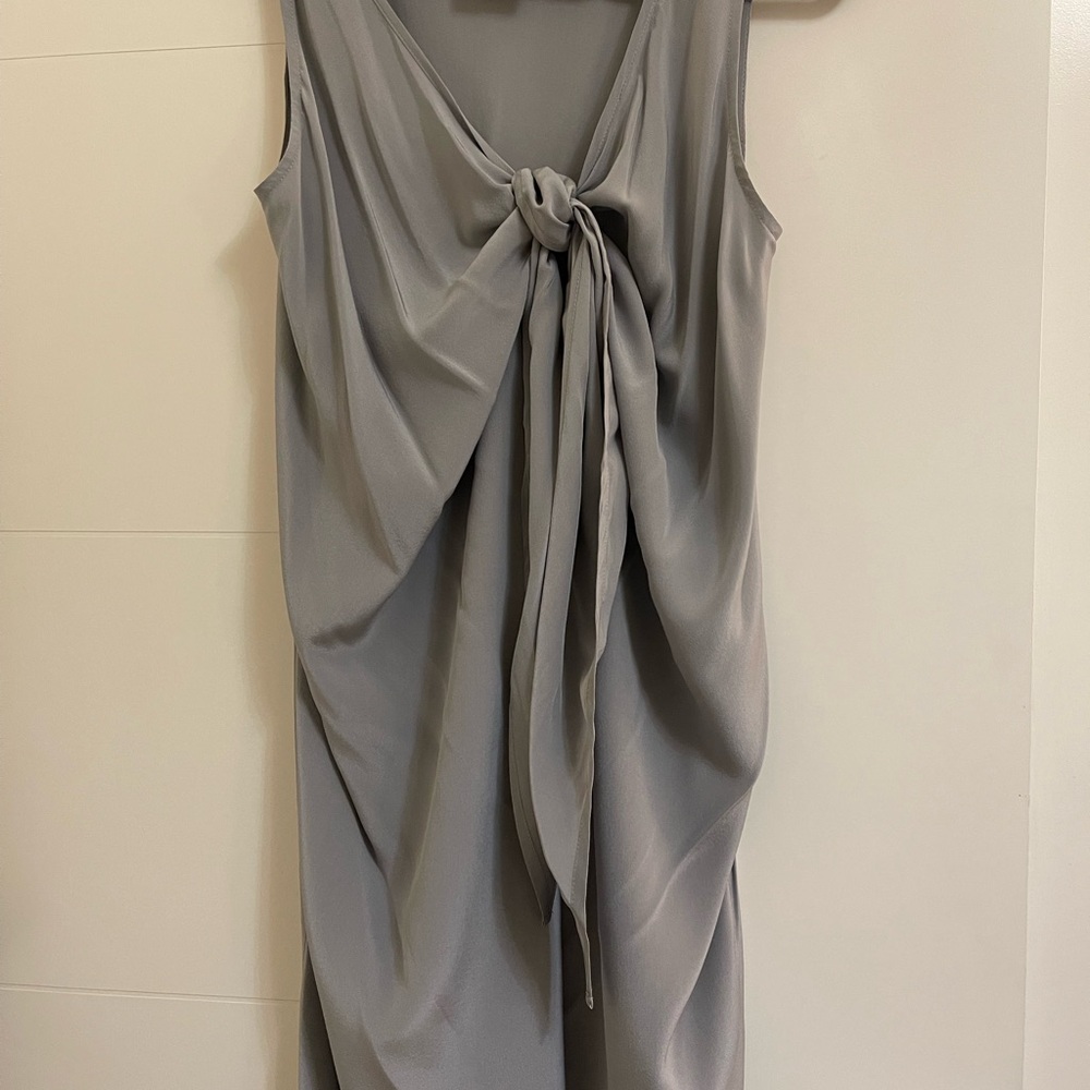 Knot-Front Sleeveless Mini Dress in Gray